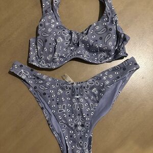 PINK Victoria's Secret Purple Paisley Bikini Set